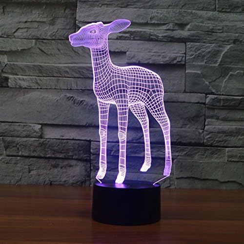 3D Deer Night Light Light USB Touch Switch Decor Tabelha Lâmpadas de Ilusão de Ilusão de Cores 7 Luzes Luzes Lâmpada Led de Tabel