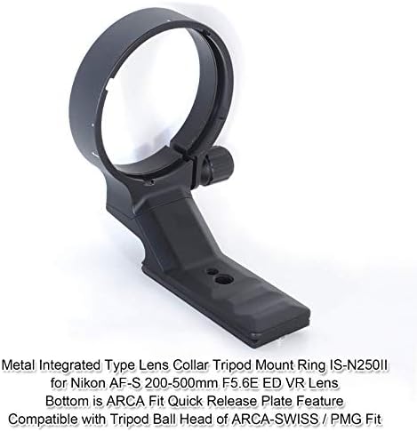 anel de montagem de tripé de metal total para Nikon AF-S 200-500mm F5.6e Ed Lente VR, suporte de colarinho de lente com