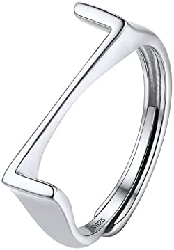 Silvercute anel inicial S925 Alfabeto estampado A-Z Anel de empilhamento STERLING STERLING STERLING SODE A RINGS PARA MULHORES