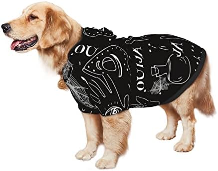 Capuz de cachorro grande Ouija-Cat-Halloween Pettern Roupos de roupas de estimação com chapéu de gato macio casaco x-grande