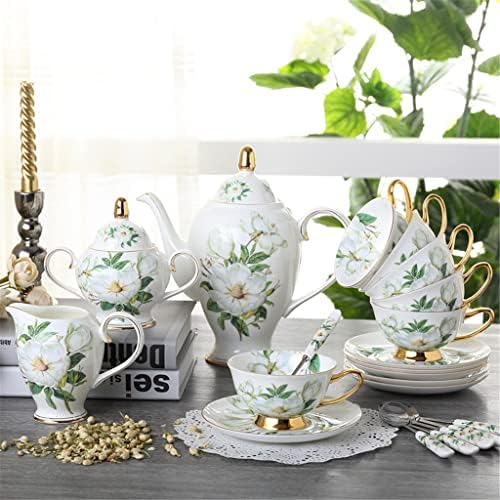 N/um estilo europeu de 15 porcelana de porcelana xícara de café e pires Inglês Tea de chá da tarde Conjunto de café de jardim