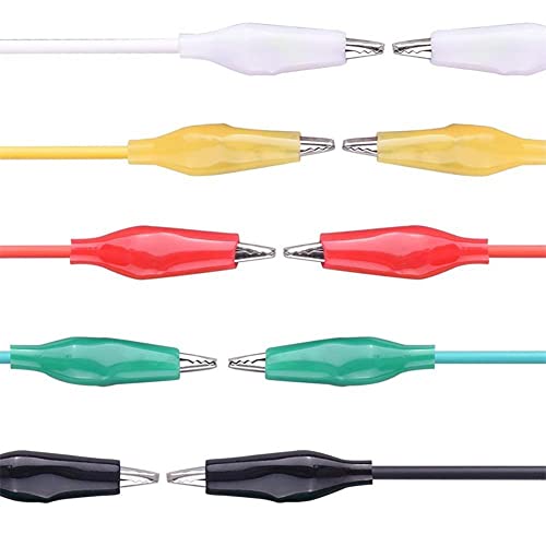 10 PCs fios de clipe de jacarés, protagonistas de teste de 5 cores com clipe de crocodilo, fios de jumper de estampagem para teste elétrico, conexão de circuito, experimento