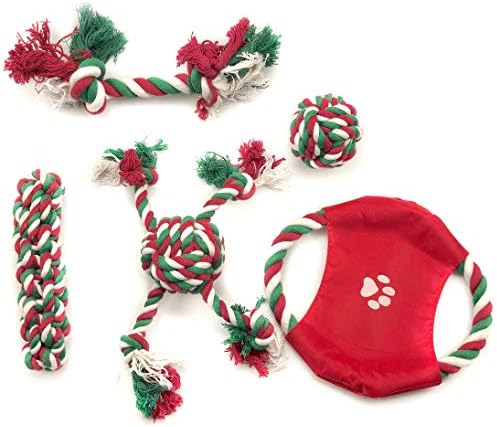 OMGPFR 5-PCS Interactive Chew Chew Dog Rode Toys de Natal, alivie a dor de goma benéfica para a saúde dental do cachorro, para