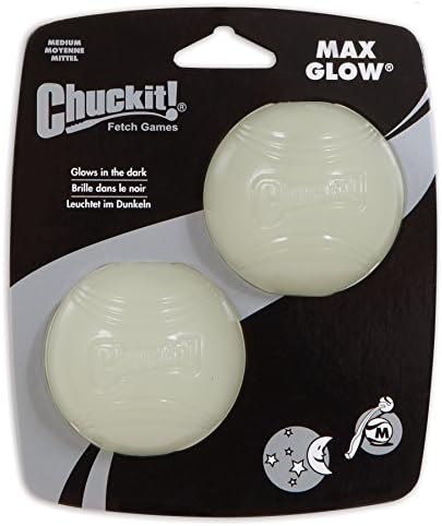 Chuckit! Brinquedo de cachorro Max Glow Ball, Medium 2 pacote e medley de bola buscam, médio, bola de cachorro, 3 pacote, assobio,