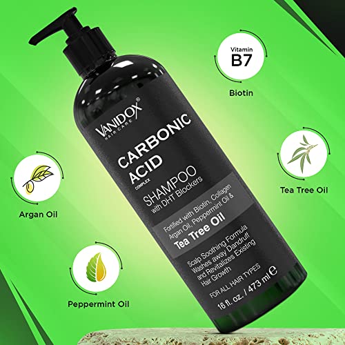 Vanidox Carbônico Shampoo para homens e mulheres, fabricado nos EUA, esfoliante no couro cabeludo, shampoo de couro cabeludo