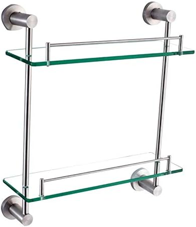 Erddcbb aço inoxidável de vidro criativo rack multifuncional, anti-atreto espessa 2 prateleiras de banheiro de proteção