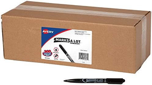 Avery marca muito valor de valor marcadores permanentes, estilo de caneta, ponta de bala, água e desgaste, 200 pretos