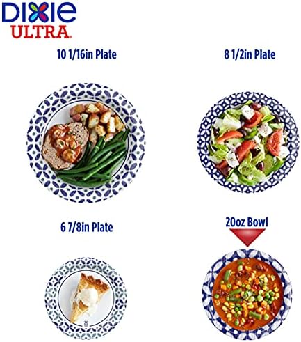 Dixie Ultra Paper Bowls, 20 oz, tigelas descartáveis ​​em tamanho de jantar ou almoço, embalagens e design podem variar, 52 contagem