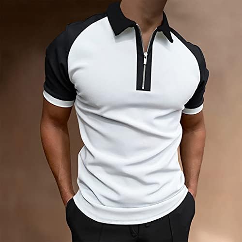 Camisas pólo para homens com zíper de moda masculino costura de camiseta