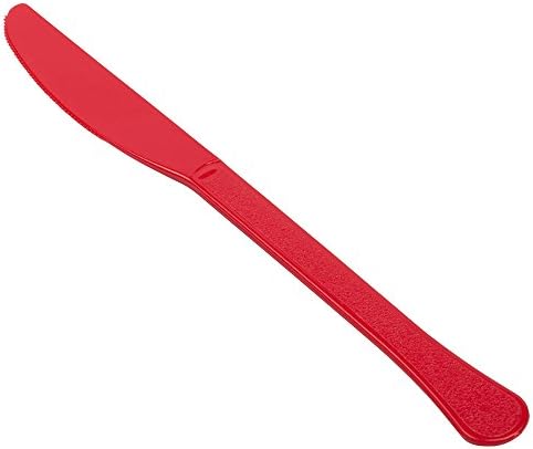 Jam Paper Premium Utensils Pack Party - Facas de plástico - Vermelho - 48 facas descartáveis/pacote