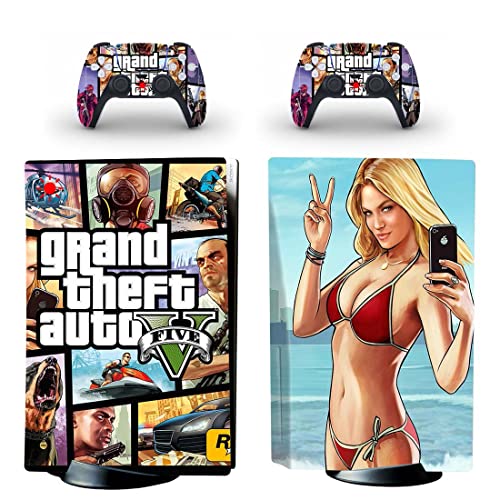 Game Grand GTA Roubo e Bauto PS4 ou PS5 Skin Stick para PlayStation 4 ou 5 Console e 2 Controllers Decal Vinyl V5737