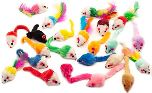 A conversa da moda variada ratos de gato brinquedos de gatinho peludo ratinho de gatinho de brinquedo mini ratos para gatos internos cor de jogo interativa varia de 24 contagem