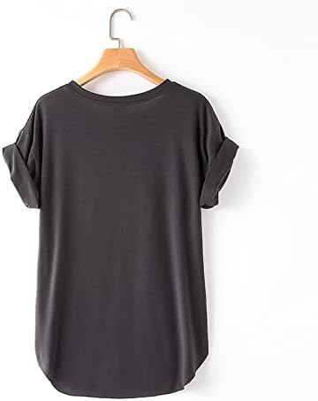 Camiseta de manga longa feminina camiseta feminina lateral de camiseta lateral camiseta de camiseta de pullover manga curta de manga longa feminina