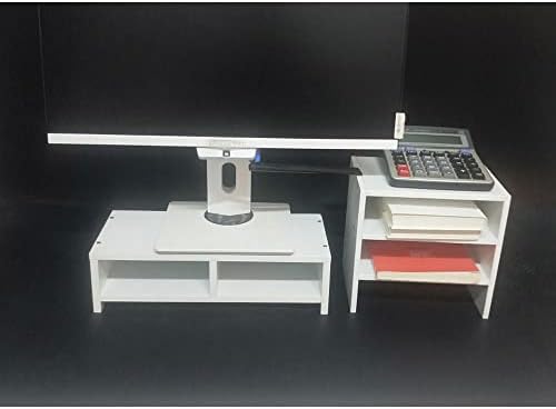 Monitor Stand ， Monitor de computador Stand ， 2 camadas Conjunto de madeira Monitor branco Stand ， Monitor Riser ， Monitor