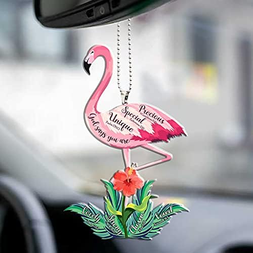 Deus tropical hibiscus flamingo Deus diz que você é um carro floral pendurado no ornamento decorativo carros pendentes interiores Interior Vista para vista do espelho Acessórios de charme caseiro Decoração de decoração de decoração Decoração