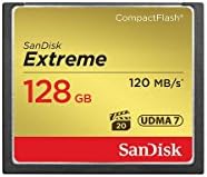 Sandisk 128 GB Extreme Compact Flash Memory Card, Velocidade de transferência até 120 MB/S - Pacote com Sandisk Extreme