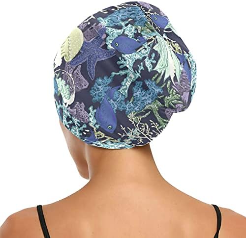 Skull Cap boné de gorda de cabeceira de trabalho para mulheres para mulheres águas -folhas de água oceano