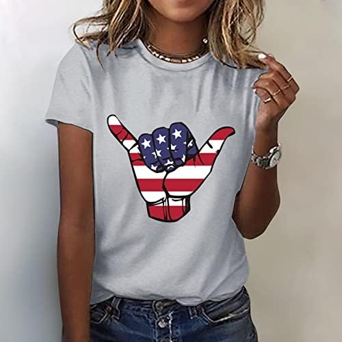 Camada de manga comprida Camisa feminina Independence Day camisa feminina TR Graphic Cirtas para mulheres Top Crewneck