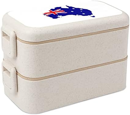 Australia Flag Mapa Double empilhável Bento lancheira recipiente de almoço reutilizável com utensílio para jantar escolar de piquenique de trabalho