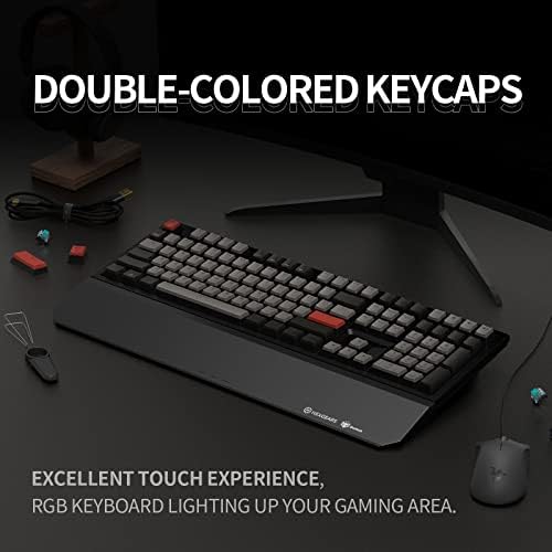 HEXGEARS X5 Teclado mecânico sem fio com Kaihl Box Blue Switch, teclado do computador do Knight Dark Knight para jogos, digitação,