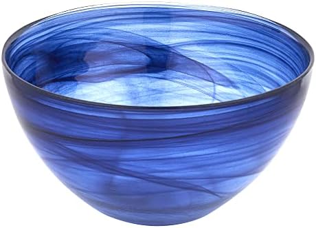 Presentes mundiais elegantes e modernos Murano Style Art Glass Colorful Centropient Bowl Squarish para decoração de casa - Cobalt Blue