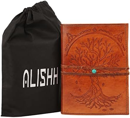 Alishh Leather Journal Tree of Life Design Recarregável notebook de papel forrado à mão para homens e mulheres perfeita para escrita