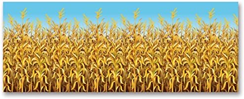 Beistle cacos de milho de milho fotografia de parede plástica colheita decorações de ação de graças no outono booth cenário, 4 'x 30', azul claro/amarelo/marrom