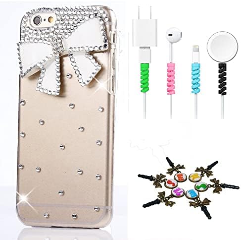 STENES BLING CASE compatível com iPhone 11 Pro - Stylish - 3D Made [Sparkle Series] Heart Sweet Eiffel Tower Pearl Pingente Flowers Design Cover com protetor de cabo [4 pacote] - Crystal