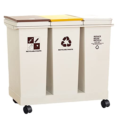 Myoyay 3 Lixo do compartimento pode latas de lixo com lixo triplo de reciclagem lata de 16 galões/3x20l lixo de cozinha lata 3 compartimento para cozinha, banheiro, sala de estar