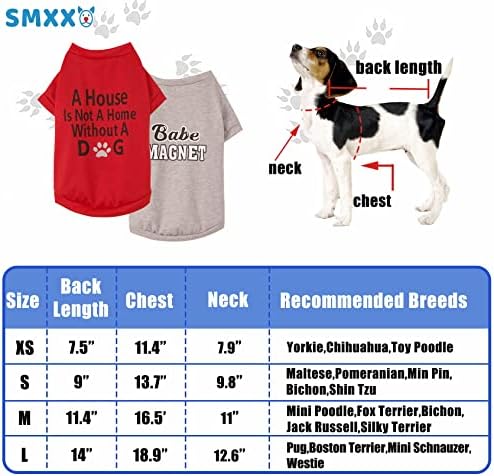 Camisa de cachorro Smxxo 4 Pack para Chihuahua Yorkies, roupa de cachorro estampado moletom de cachorro fofo, roupas de cachorro respiráveis