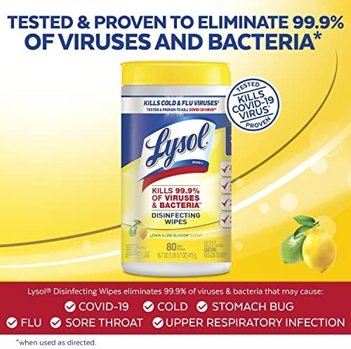 Limpos desinfetantes de Lysol, toalhetes de limpeza antibacterianos de várias superfícies, para desinfetar e limpar, limão e limão,
