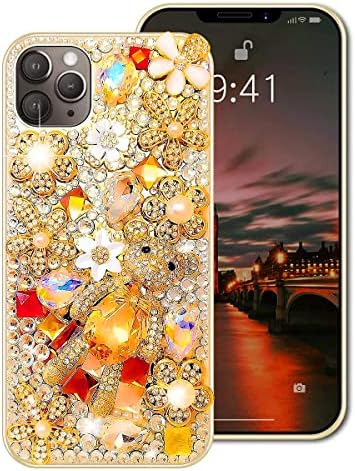 Cavdycidy iPhone 11 Pro Bling Case para mulheres meninas com diamante, Bling Luxury Cute de água de urso de urso Caso