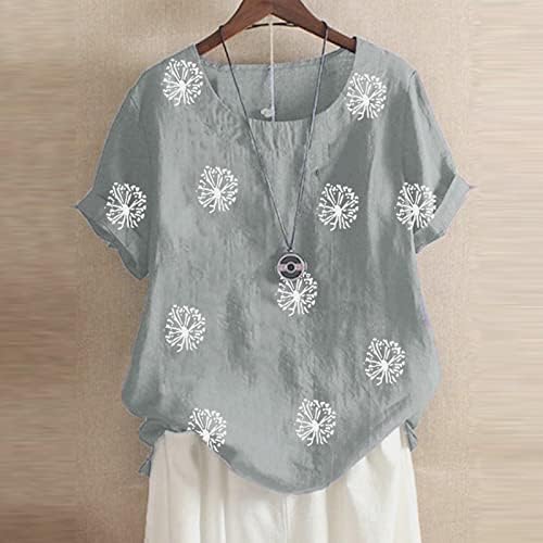 Blouses Summer Bloups Tops for Women Blouse Casual Round-Greou