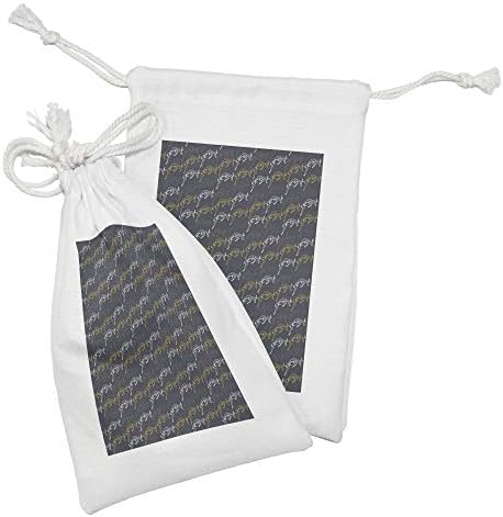 Conjunto de bolsas de tecido de antílope de Ambesonne de 2, esboço de desenhos de pós -de -animal de pular em um fundo escuro,