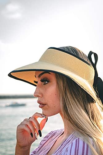 Pineapple & Star Vienna Visor Summer feminino Sun Salt Packable UPF 50+ Chapéu de praia