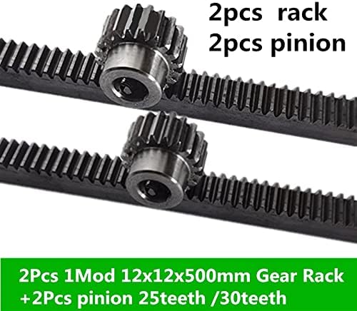 ZhengGuifang ZGF-BR 2PCS 1MOD 12X12X500MM ALTE ENGRENAGEM DE ENGRENAGEM DE ENGRENAGEM ATELA + 2PCS 1 Módulo 25TETETE 30 PINHOOTH PINION CNC RACK