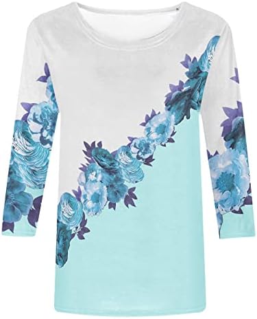 Roupas femininas Trendy 3/4 Sleeve Cotton Graphic Fit Fit Casual Camise