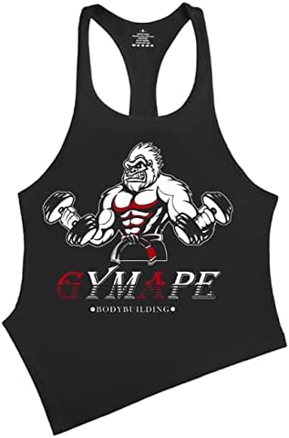Tanques de bodybuilding de ginástica de gymape Mens Stringer Tops de algodão para treino com arco Hem