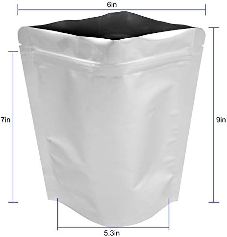 Abuff 100-pacote com zíper mylar bolsa de zíper 5,9 x 8,6 Bolsas à prova de alumínio de armazenamento de alimentos