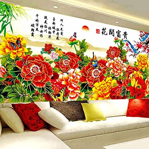 Kits de pintura de diamante 5D ZGMAXCL DIY para adultos Flores de perfuração completa Gem Tamanho grande Decoração de parede da sala de estar 39,4 x 15,7 polegadas