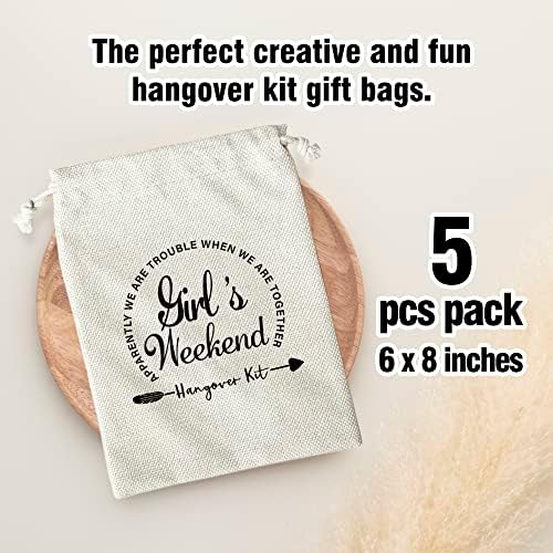 Sacos de kit de ressaca, fim de semana para meninas com sacola de presente de cordão, para chuveiro de noiva, casamento, viagem, kit