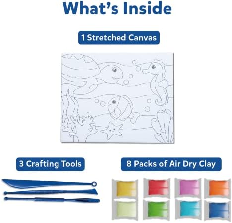 Kit de arte e artesanato de habilidades de habilidade - cor com argila, sem bagunça, crie uma tela de barro de debaixo do oceano, presentes para idades de 5 a 12 anos