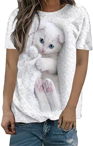 Manga curta V camiseta de pescoço casual CAT PRIMEL