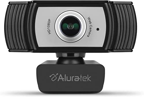 Aluringk 1080p HD webcam com luz de anel, foco automático e microfone de cancelamento de ruído direcional, Universalmente Compatível,