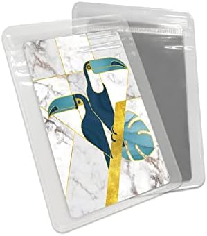 Mini -cartão de arte de arte geométrica de pássaro abstrato espelho compacto mini -cartão, textura de mármore moderna linha