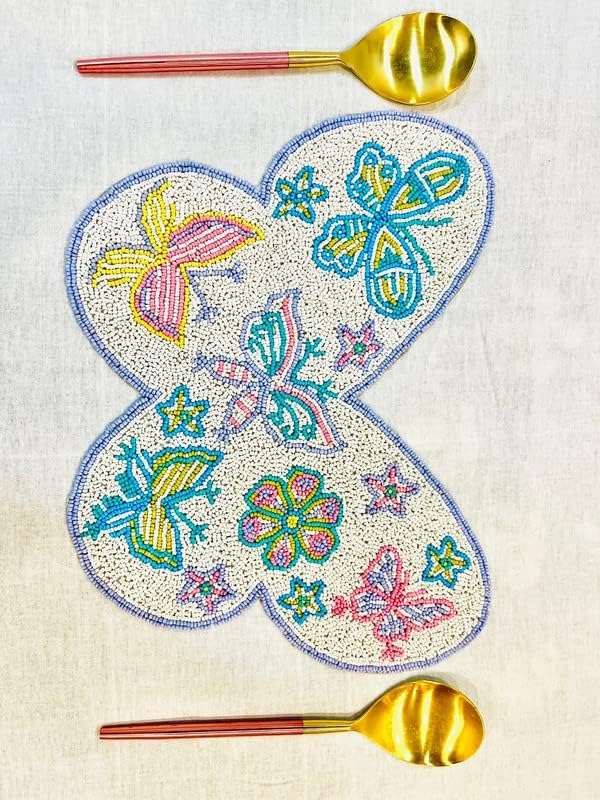MFU feito para você Decorativo Madeirado Madeird Butterfly Shape Placemat, RunnerPerfect for Dining, 12 * 16 polegadas, multicolor