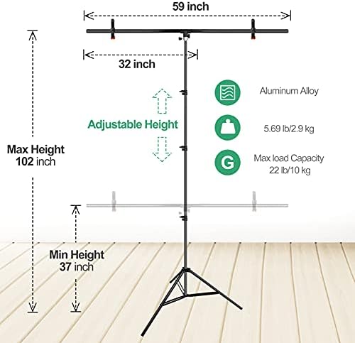 Cenário de tela verde emart com suporte, 5x7 ft colapsível verdura verde com kit de suporte de fundo portátil em forma