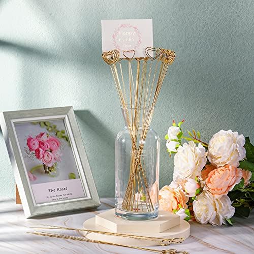 30 PCs Metal Wire Floral Place Card Pick 12 polegadas Gold Photo Card Photo Shape Table Memorando Bolo Topper Para Casamento Aniversário
