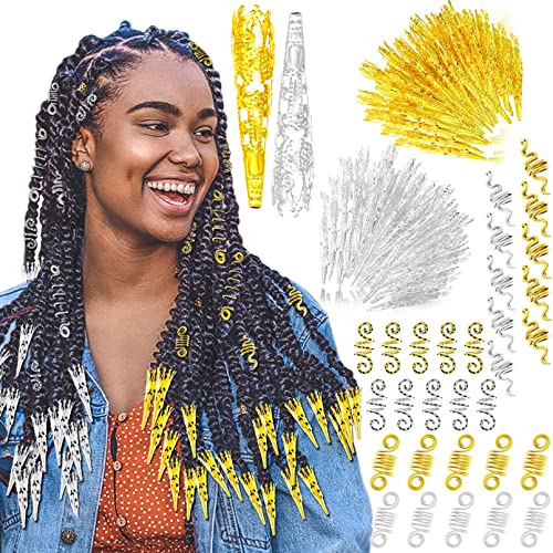 130 peças Locs jóias de cabelo para mulheres deusas dreadlocks kit de acessórios FAUX LOCS BIDS, tranças