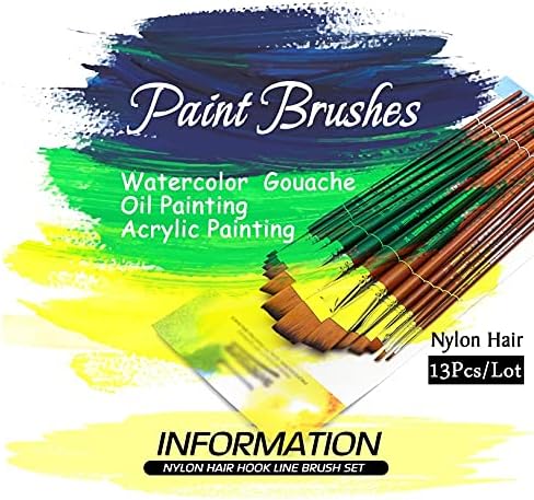 Irdfwh 13pcs Angular pincels Professional Longa alça de tinta pincel Oblíquo forma de aquarela pintando óleo acrílico
